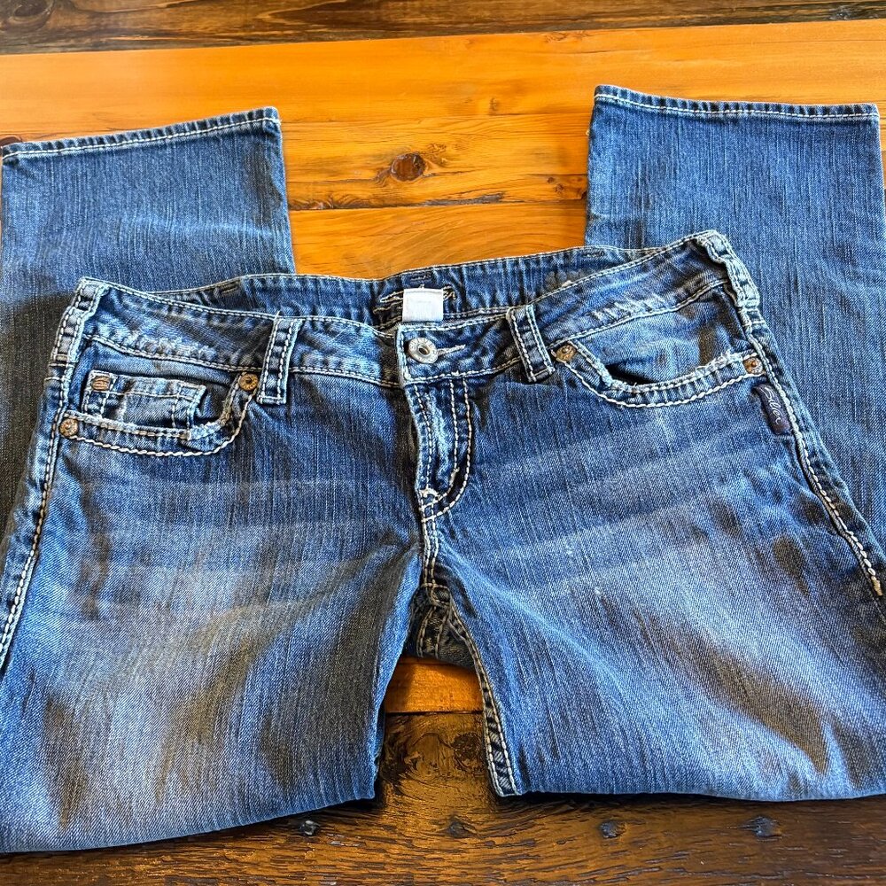 Silver Demin Capris, Size 32